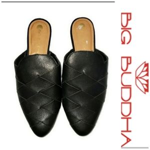 Big Buddha womans sz 8 black weave top slip on mule loafers
